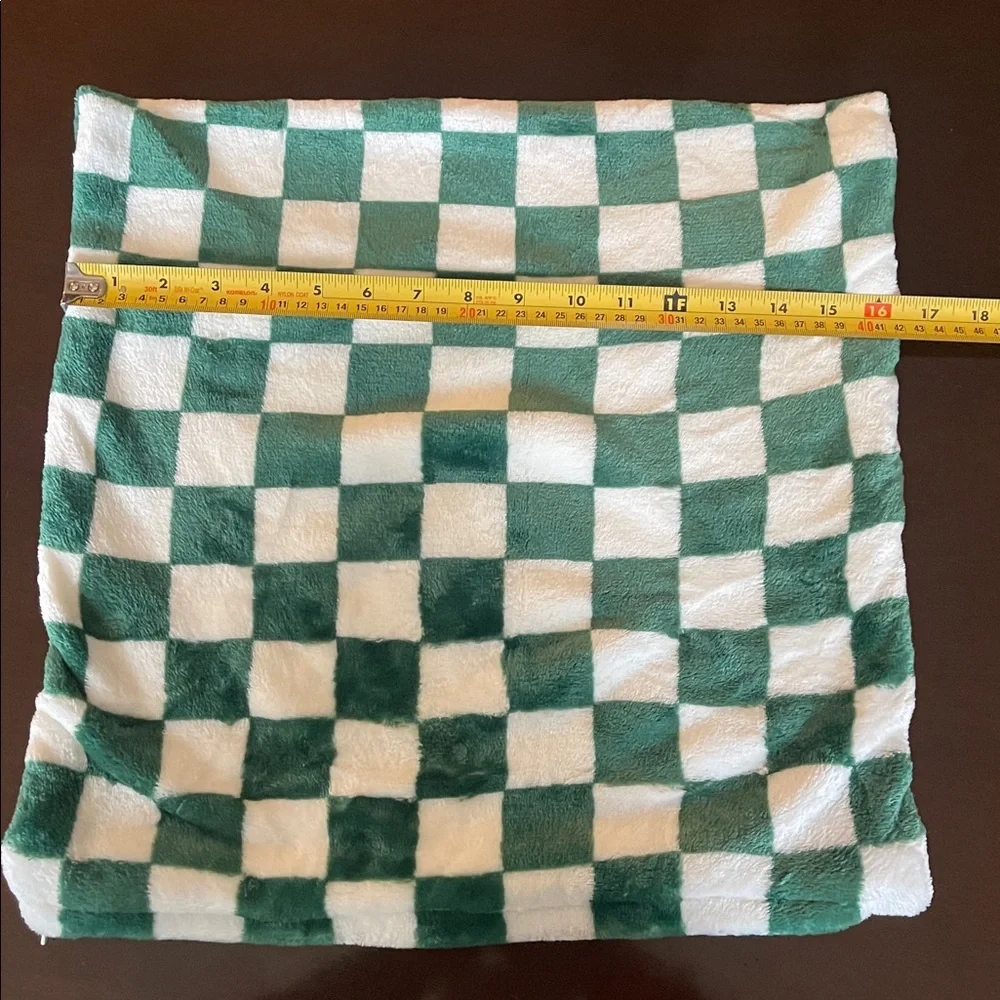 Green and White Checkered Pillow Covers super soft plush new unused